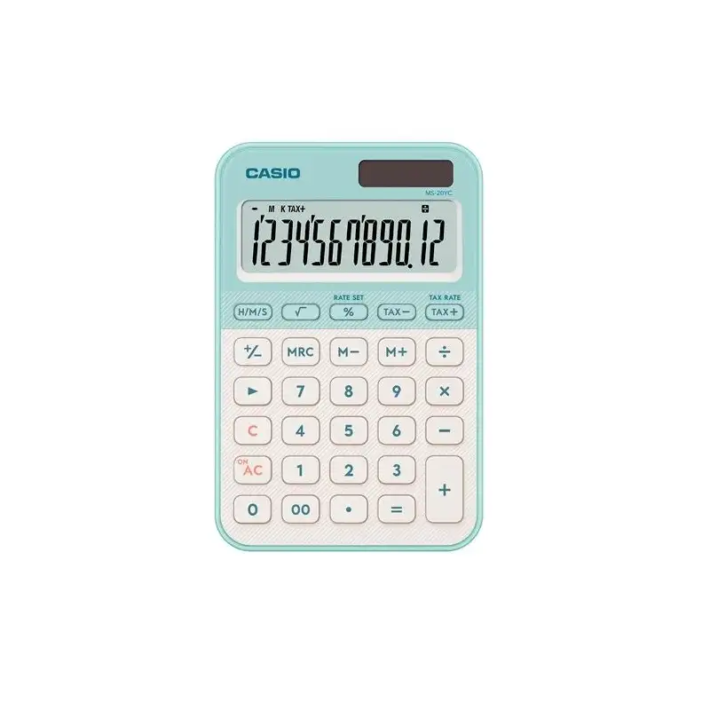 (MS-20YC-LG) CASIO CALCULADORA DE OFICINA SOBREMESA VERDE CLARO 12 DÍGITOS MS-20YC-LG