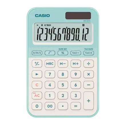 (MS-20YC-LG) CASIO CALCULADORA DE OFICINA SOBREMESA VERDE CLARO 12 DÍGITOS MS-20YC-LG