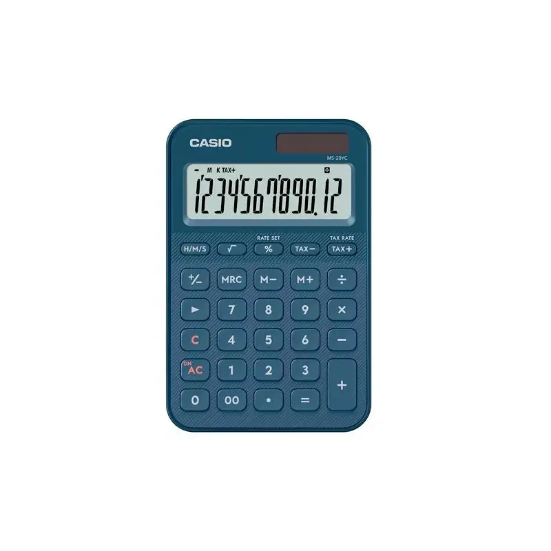 (MS-20YC-NY) CASIO CALCULADORA DE OFICINA SOBREMESA AZUL MARINO 12 DÍGITOS MS-20YC-NY