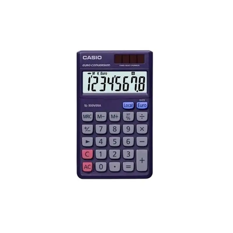 (SL-300VER) CASIO CALCULADORA BOLSILLO 8 DIGITOS PANTALLA GRANDE LCD AZUL MARINO