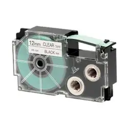 (XR-12X-1) CASIO CINTA PARA ETIQUETADORA 8M X 12MM NEGRO/TRANSPARENTE