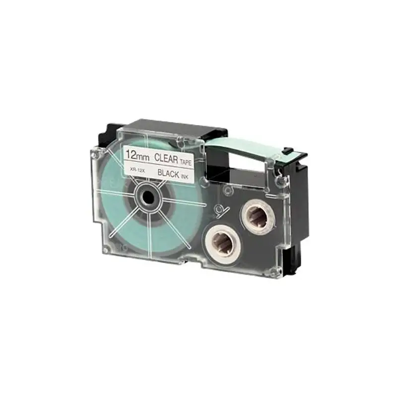 (XR-12X-1) CASIO CINTA PARA ETIQUETADORA 8M X 12MM NEGRO/TRANSPARENTE