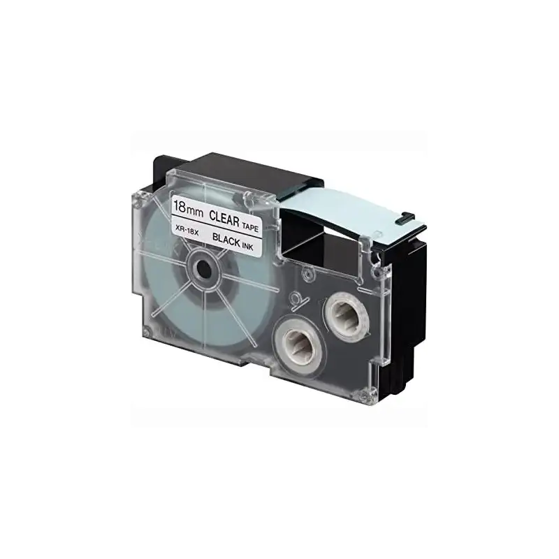 (XR-18X) CASIO CINTA PARA ETIQUETADORA 8M X 18MM NEGRO/TRANSPARENTE