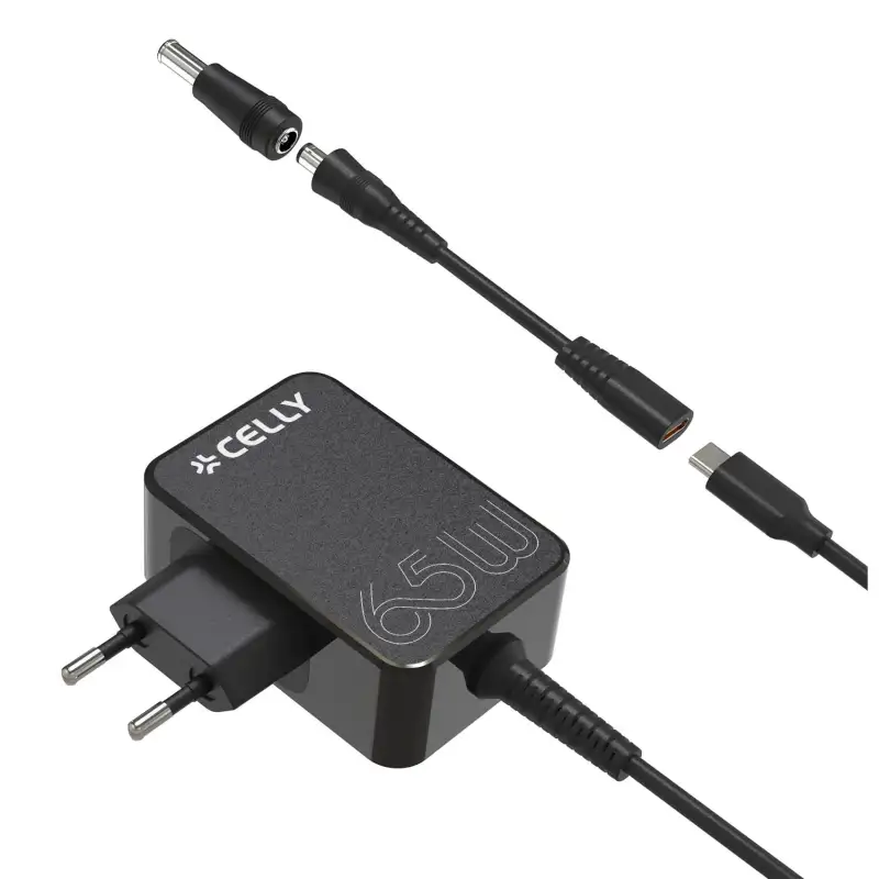 (TCTIPS65WBK) CELLY CARGADOR PARED USB-C 65W CON ADAPTADORES PORTATILES