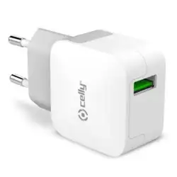 (TCUSBTURBO) CELLY CARGADOR PARED 1 USB 2.4A BLANCO