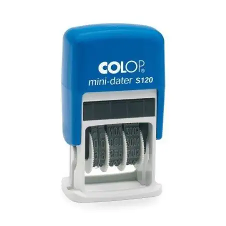 (104691) COLOP SELLO PRINTER S120 4MM FECHA ESPAÑOL AZUL/NEGRO