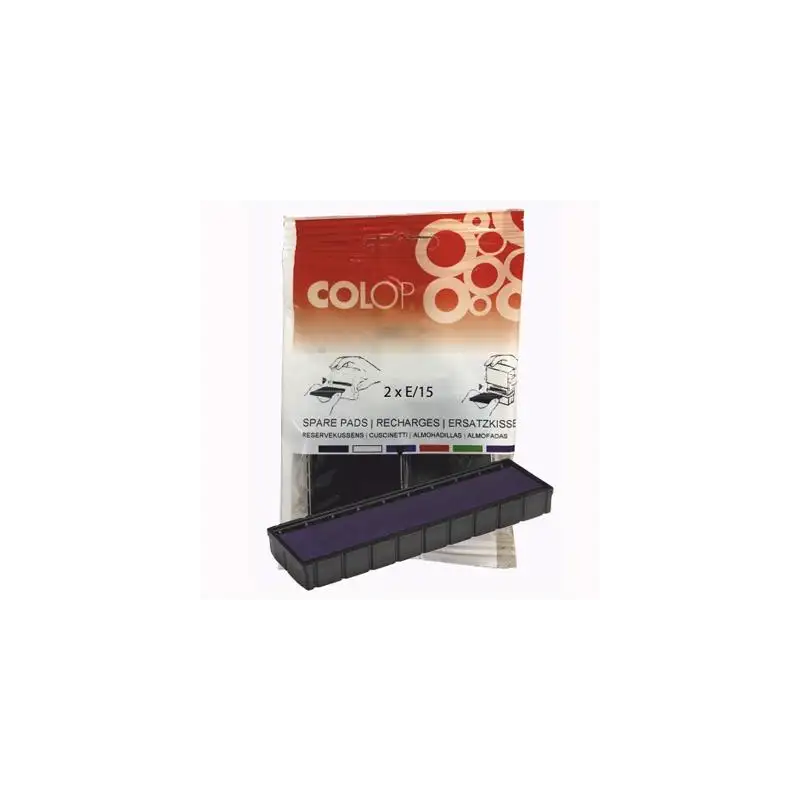 (107252) COLOP ALMOHADILLA E/15 AZUL BLISTER -2U-