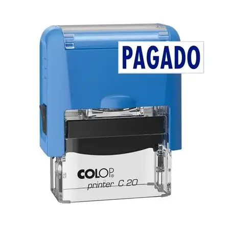 (501090) COLOP SELLO PRINTER C20 FORMULA " PAGADO " ALMOHADILLA E/20 14X38MM AZUL