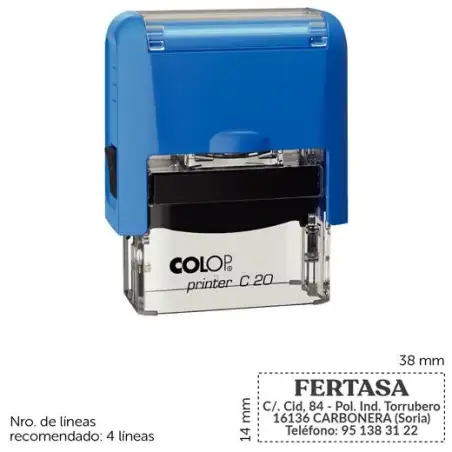 (SGC.C20) COLOP SELLO AUTOMÁTICO PRINTER C20 CON PLACA DE TEXTO PERSONALIZABLE 14X38MM 4 LÍNEAS -PARA PERSONALIZAR-