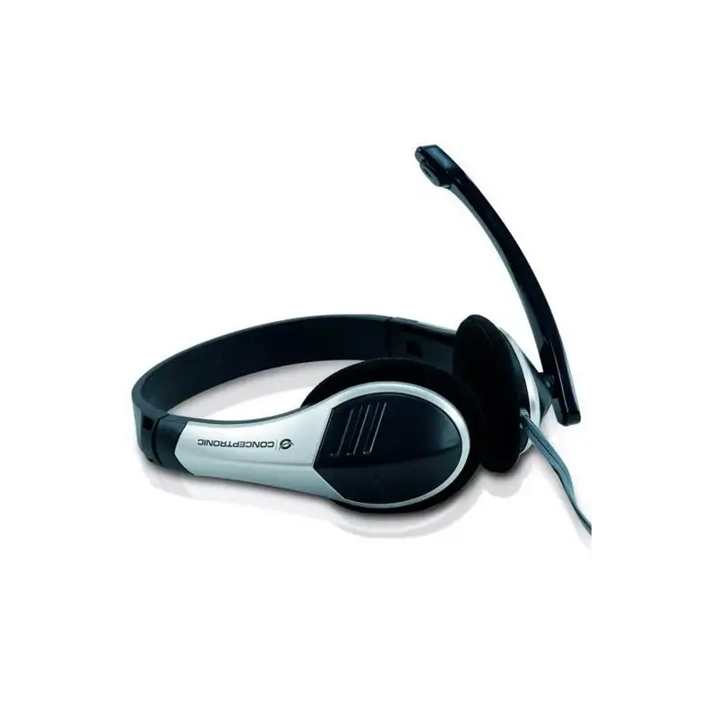 (CCHATSTAR2) CONCEPTRONIC AURICULARES BIAURAL ESTEREO MICRÓFONO FLEXIBLE C/ JACK 3.5 MM PLATA