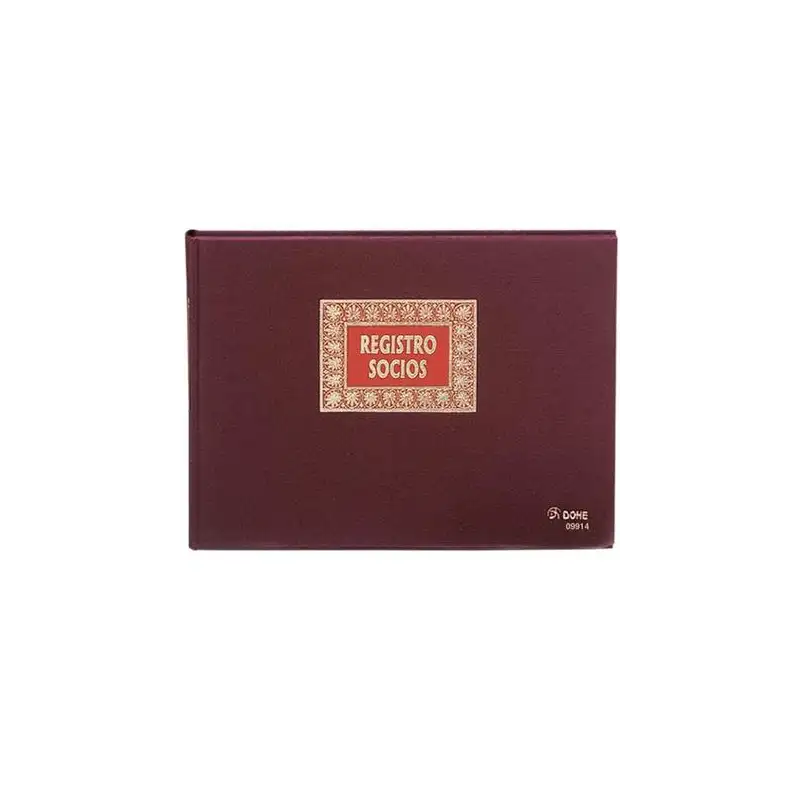 (09914) DOHE LIBRO REGISTRO- REGISTRO DE SOCIOS 100H NUMERADAS FOLIO APAISADO 100GR BURDEOS