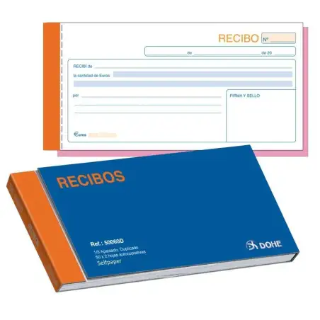 (50060D) DOHE TALONARIO RECIBO TERCIO APAISADO DUPLICADO -10U-