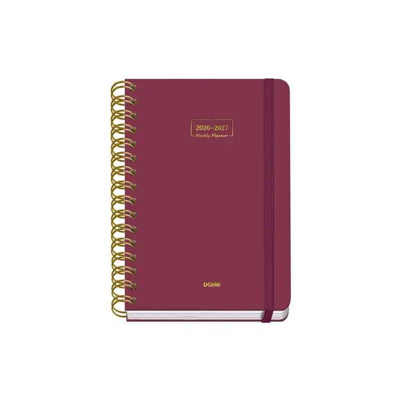 (52163) DOHE AGENDA ESCOLAR PREMIUM A5 ESPIRAL DOBLE SV CARTÓN FORRADO BURDEOS 2026-2027