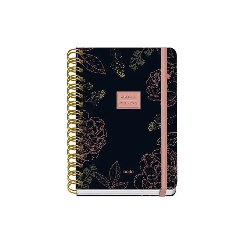 (52182) DOHE AGENDA ESCOLAR PREMIUM A5 ESPIRAL DOBLE SV CARTÓN FORRADO MOD. NOIR 2026-2027