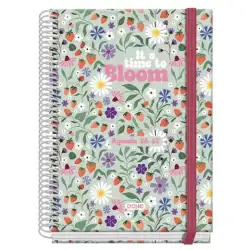 (52201) DOHE AGENDA ESCOLAR PRIME A5 ESPIRAL SV CARTÓN FORRADO MOD. BLOOM 2026-2027