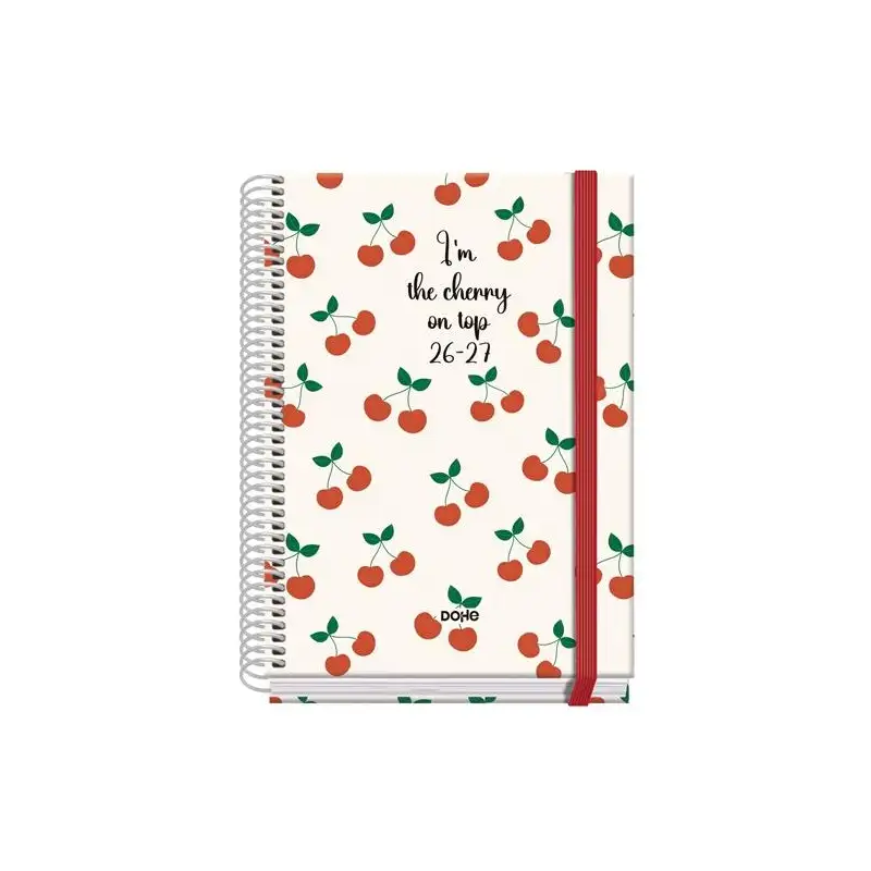 (52204) DOHE AGENDA ESCOLAR PRIME A5 ESPIRAL DP CARTÓN FORRADO MOD. CEREZAS 2026-2027