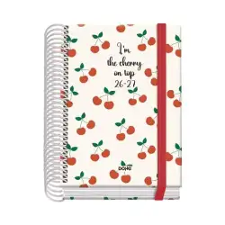 (52210) DOHE AGENDA ESCOLAR PRIME A6 ESPIRAL DP CARTÓN FORRADO MOD. CEREZAS 2026-2027