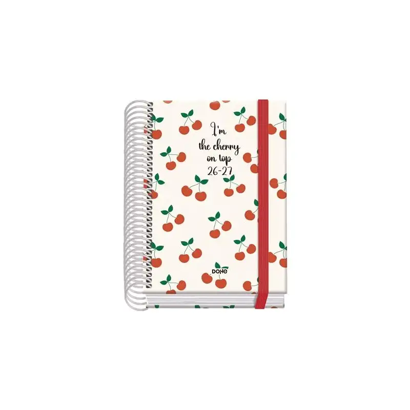 (52210) DOHE AGENDA ESCOLAR PRIME A6 ESPIRAL DP CARTÓN FORRADO MOD. CEREZAS 2026-2027