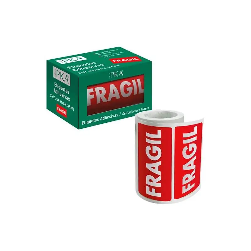 (16411) DOHE PACKIA ROLLO ETIQUETAS ADHESIVAS PREIMPRESAS PARA ENVÍOS / 100 X 50 MM / "FRAGIL"