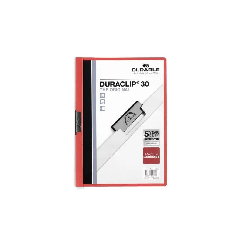 (220003) DURABLE CARPETA DOSSIER PINZA DURACLIP 30 ROJO A4 -25U-