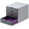 (760427) DURABLE MÓDULO SOBREMESA VARICOLOR 4 CAJONES A4/FOLIO/CARTA ABS ALTA CALIDAD ANTRACITA MULTICOLOR