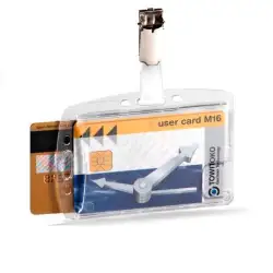 (801319) DURABLE IDENTIFICADOR RÍGIDO CON PINZA CERRADO PARA 2 TARJETAS TRANSPARENTE
