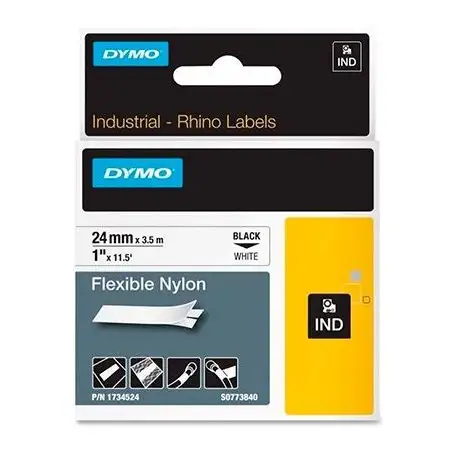 (1734524) DYMO CINTA DE ETIQUETAS INDUSTRIAL ADHESIVA ID1-24 - NEGRO SOBRE BLANCO - 24MMX3´5M - NYLON FLEXIBLE - ROTULADORA R...