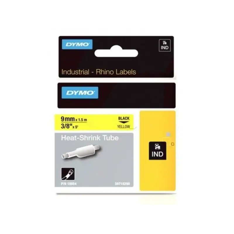 (18054) DYMO TUBO TERMORRETRACTIL CINTA ID1-9 - NEGRO SOBRE AMARILLO - 9MMX1´5M - ROTULADORA RHINO