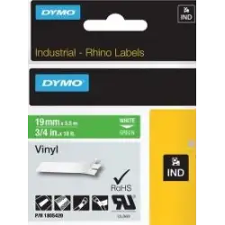 (1805420) DYMO CINTA DE ETIQUETAS INDUSTRIAL ADHESIVA ID1-19 - BLANCO SOBRE VERDE - 19MMX5´5M - VINILO - ROTULADORA RHINO