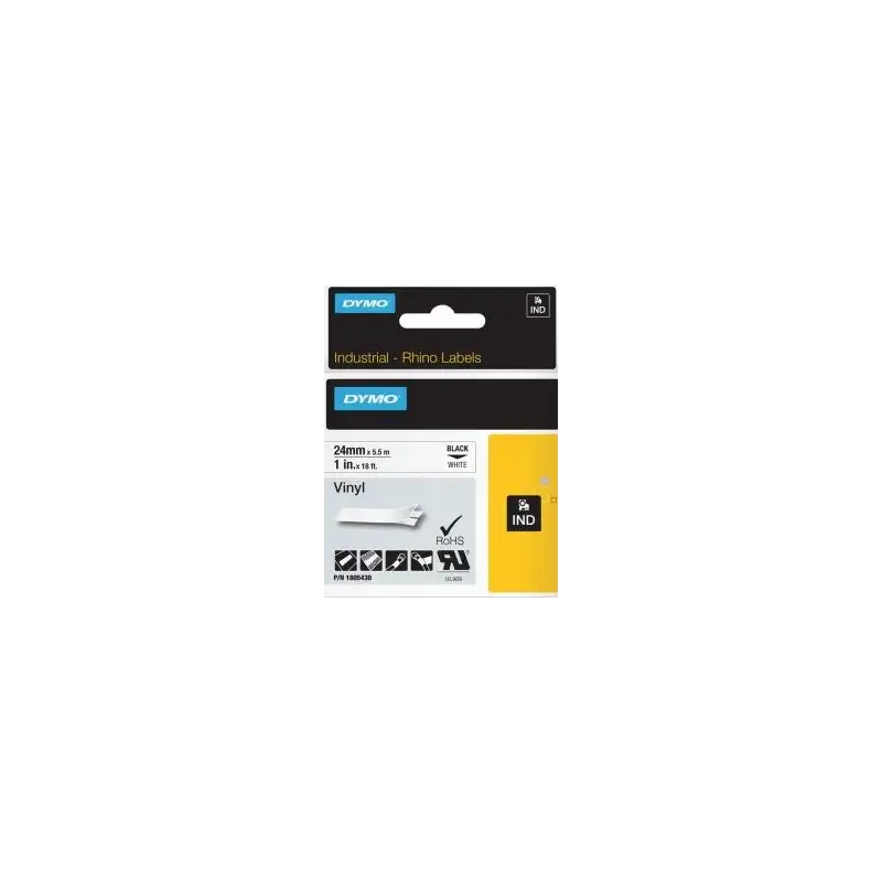 (1805430) DYMO CINTA DE ETIQUETAS INDUSTRIAL ADHESIVA ID1-24 - NEGRO SOBRE BLANCO - 24MMX5