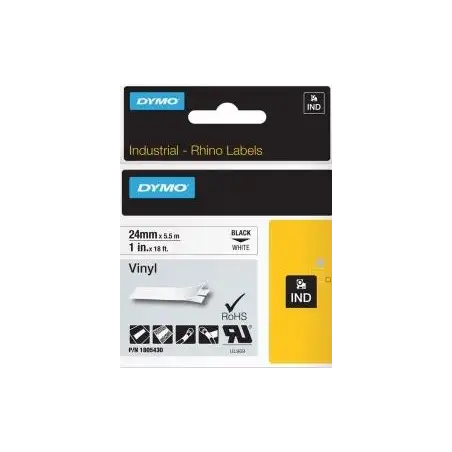 (1805430) DYMO CINTA DE ETIQUETAS INDUSTRIAL ADHESIVA ID1-24 - NEGRO SOBRE BLANCO - 24MMX5