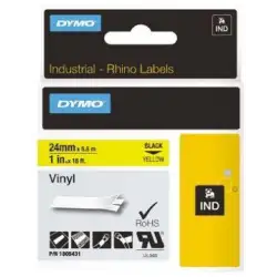 (1805431) DYMO CINTA DE ETIQUETAS INDUSTRIAL ADHESIVA ID1-24 - NEGRO SOBRE AMARILLO - 24MMX5´5M - VINILO - ROTULADORA RHINO