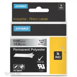 (1805441) DYMO CINTA DE ETIQUETAS INDUSTRIAL ID1-6 - NEGRO SOBRE GRIS METÁLICO - 6MMX5´5M - POLIÉSTER - ROTULADORA RHINO