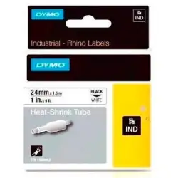 (1805443) DYMO TUBO TERMORRETRACTIL CINTA  ID1-24 - NEGRO SOBRE BLANCO - 24MMX1´5M - ROTULADORA RHINO