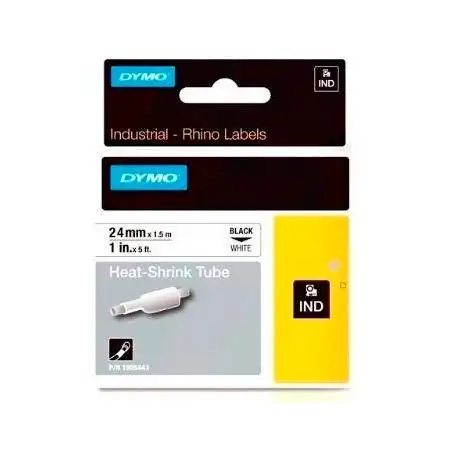 (1805443) DYMO TUBO TERMORRETRACTIL CINTA  ID1-24 - NEGRO SOBRE BLANCO - 24MMX1´5M - ROTULADORA RHINO
