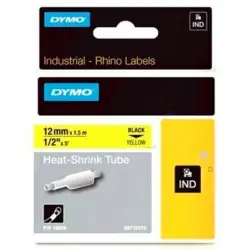 (18056) DYMO TUBO TERMORRETRACTIL CINTA  ID1-12 - NEGRO SOBRE AMARILLO - 12MMX1´5M - ROTULADORA RHINO