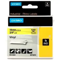 (18433) DYMO CINTA DE ETIQUETAS INDUSTRIAL ADHESIVA ID1-19 - NEGRO SOBRE AMARILLO - 19MMX5´5M - NYLON FLEXIBLE - ROTULADORA R...