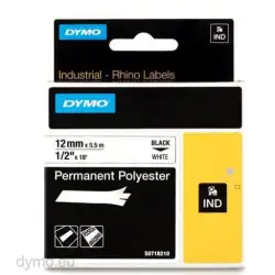 (18483) DYMO CINTA DE ETIQUETAS INDUSTRIAL ADHESIVA ID1-12 -  NEGRO SOBRE BLANCO - 12MMX5
