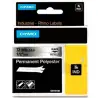 (18486) DYMO CINTA DE ETIQUETAS INDUSTRIAL ADHESIVA ID1-12 - NEGRO SOBRE PLATEADO - 12MMX5´5M - POLIESTER - ROTULADORA RHINO