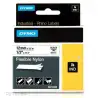 (18488) DYMO CINTA DE ETIQUETAS INDUSTRIAL ADHESIVA ID1-12 - NEGRO SOBRE BLANCO - 12MMX3´5M - NYLON FLEXIBLE - ROTULADORA RHINO