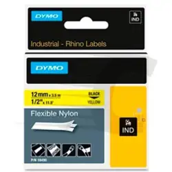 (18490) DYMO CINTA DE ETIQUETAS INDUSTRIAL ADHESIVA ID1-12 - NEGRO SOBRE AMARILLO - 12MMX3´5M - NYLON FLEXIBLE - ROTULADORA R...