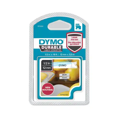 (1978364) DYMO CINTA DE TRANSFERENCIA TERMICA D1 DURABLE - NEGRO SOBRE BLANCO - 12MMX5