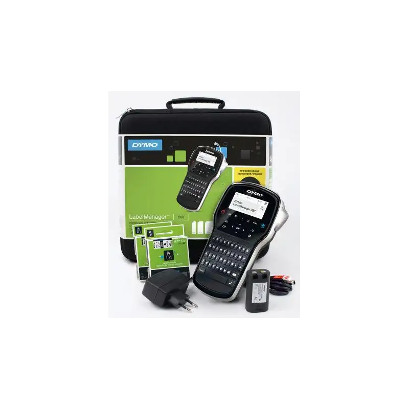 (2091152) DYMO ROTULADORA ELECTRÓNICA LM280 + ETIQUETAS DE 6-12 MM D1+ CARGADOR - TECLADO QWERTY