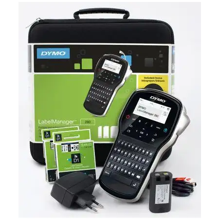 (2091152) DYMO ROTULADORA ELECTRÓNICA LM280 + ETIQUETAS DE 6-12 MM D1+ CARGADOR - TECLADO QWERTY
