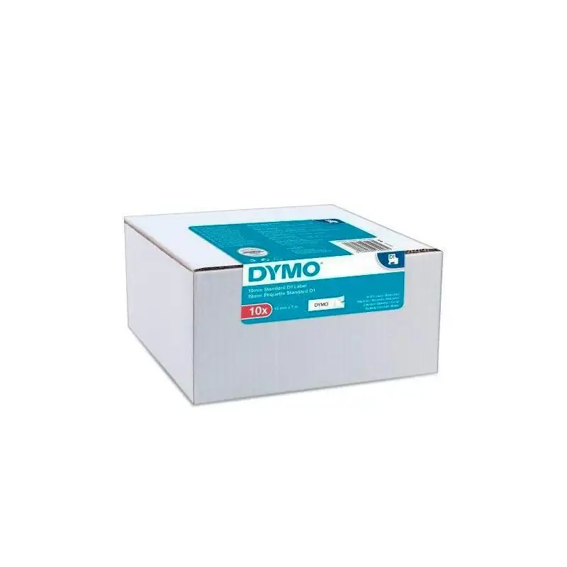 (2093097) DYMO CINTA AUTOADHESIVA ESTÁNDAR D1- NEGRO SOBRE BLANCO - 12MMX7M -  PACK 10 UDS
