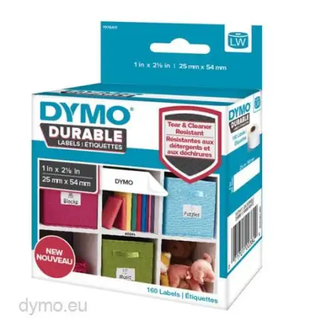 (2112283) DYMO ETIQUETA ADHESIVA DURABLE PEQUEÑOS MULTIUSOS - BLANCO - 25X54MM - ROTULADORA LABELWRITER  (1 ROLLO 160ETIQUETAS)