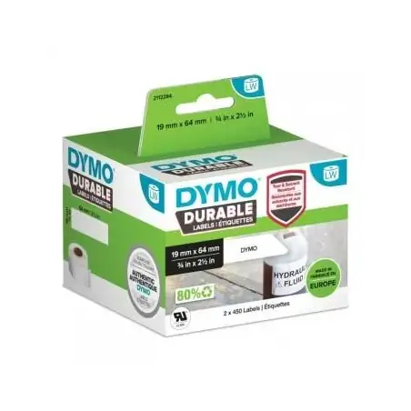 (2112284) DYMO ETIQUETAS ADHESIVA DURABLE - BLANCO - 19MMX64MM - PAPEL - LABELWRITER (2 ROLLOS 450UD/ROLLO)