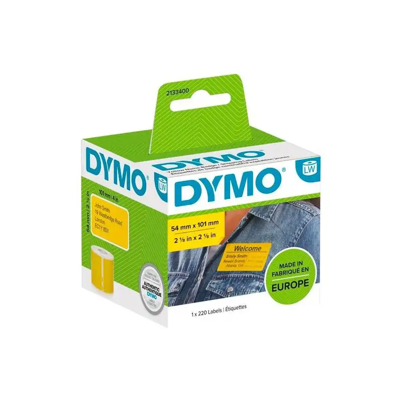 (2133400) DYMO ETIQUETAS DE TRANSFERENCIA TERMICA AMARILLO - 54X101MM (AXL) - ETIQUETAS GRANDES DE IDENTIFICACIÓN/ENVÍO - LAB...