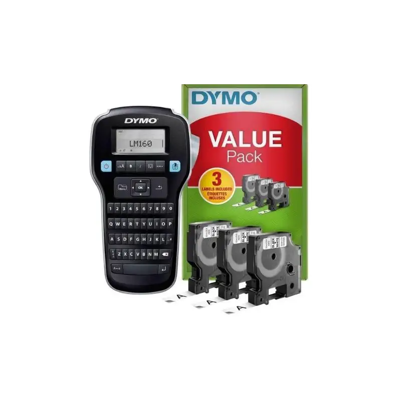 (2142267/2181011) DYMO ROTULADORA ELECTRÓNICA LM160 + 3 CINTAS D1 DE 12MM NEGRO SOBRE BLANCO (45013)  - VALUE PACK