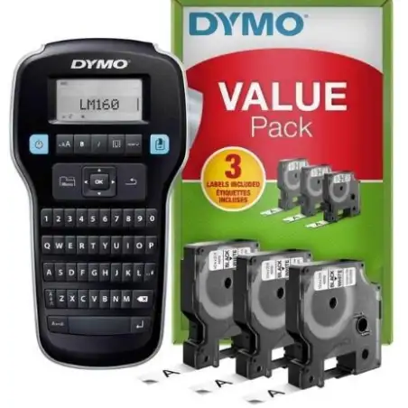 (2142267/2181011) DYMO ROTULADORA ELECTRÓNICA LM160 + 3 CINTAS D1 DE 12MM NEGRO SOBRE BLANCO (45013)  - VALUE PACK